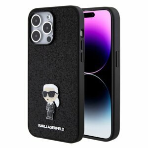 Karl Lagerfeld Fixed Glitter Metal Ikonik Zadní Kryt pro iPhone 15 Pro Max Black