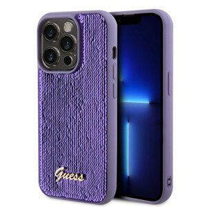 Guess Sequin Script Logo Zadní Kryt pro iPhone 15 Pro Purple