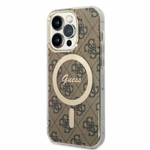 Puzdro Guess IML 4G MagSafe iPhone 15 Pro - hnedé