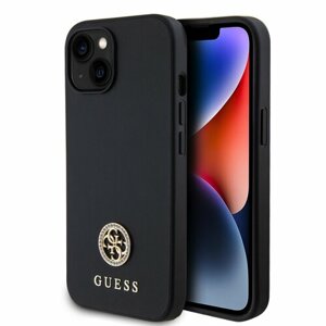 Guess PU 4G Strass Metal Logo Zadní Kryt pro iPhone 15 Black