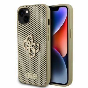 Guess PU Perforated 4G Glitter Metal Logo Zadní Kryt pro iPhone 13 Gold