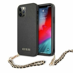 Guess case for iPhone 11 GUHCN61SASGBK black hard case Saffiano Chain