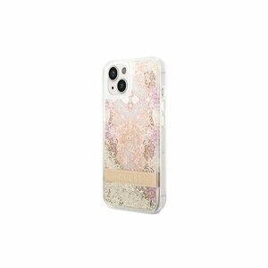 Guess case for iPhone 14 Plus 6,7" GUHCP14MLFLSD gold hardcase Paisley Liquid Glitter