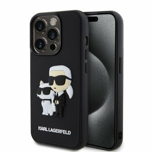 Karl Lagerfeld 3D Rubber Karl and Choupette Zadní Kryt pro iPhone 13 Pro Black