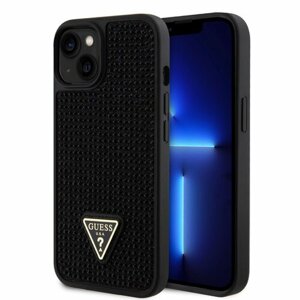 Guess Rhinestones Triangle Metal Logo Kryt pro iPhone 15 Black