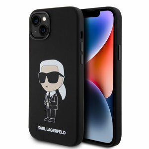 Karl Lagerfeld Liquid Silicone Ikonik NFT Zadní Kryt pro iPhone 15 Plus Black