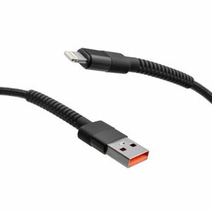 mobilNET pletený kábel USB na Lightning 1M 3A, čierny