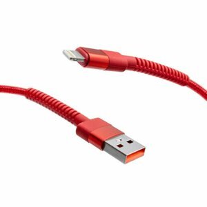 mobilNET pletený kábel USB na Lightning 1M 3A, červený