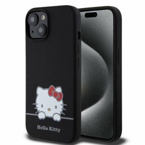 Hello Kitty Liquid Silicone Daydreaming Logo Zadní Kryt pro iPhone 15 Black