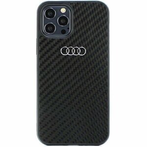 Audi Carbon Fiber Zadní Kryt pro iPhone 12/12 Pro Black