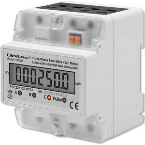 Qoltec Trojfázový merač spotreby energie na DIN lištu | 230V | LCD | 4P