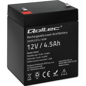 Qoltec Batéria AGM  | 12V | 4.5Ah | max 67.5A