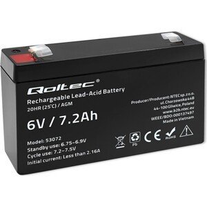 Qoltec Batéria AGM | 6V | 7.2Ah | max. 64.8A