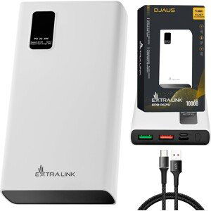 Powerbanka, 10 000mAh, rýchle nabíjanie, USB-C, Extralink EPB-067W, biela