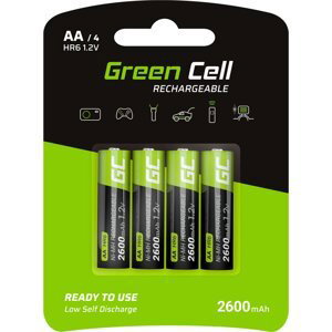GREEN CELL Nabíjateľné batérie 4x AA R6 2600mAh