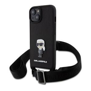 Karl Lagerfeld Saffiano Crossbody Metal Ikonik Kryt pre iPhone 15 Plus, Čierny