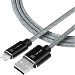 Tactical Fast Rope Aramid Cable USB-A/Lightning MFI 1m sivý
