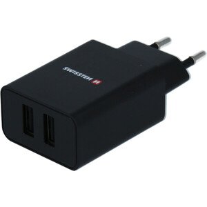 SWISSTEN sieťový adaptér SMART IC 2x USB 2,1A POWER čierny (ECO BALENIE)