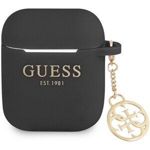 Guess 4G Charm Silikónové Puzdro pre Airpods 1/2 čierne