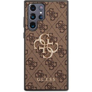 Guess PU 4G Metal Logo kryt Samsung Galaxy S22 Ultra hnedý