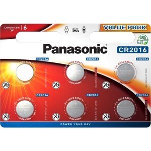 Panasonic CR2016 lítiová batéria, 6 ks