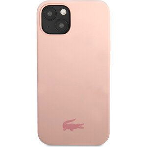 Lacoste Liquid Silicone Glossy Printing Logo Kryt pre iPhone 13 Pink