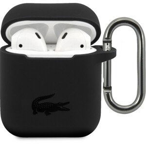 Lacoste Liquid Silicone Glossy Printing Logo Puzdro pre Airpods 1/2 Black