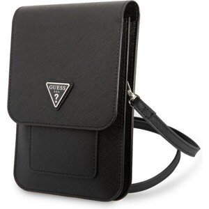 Guess PU Saffiano Triangle Logo Phone Bag Black