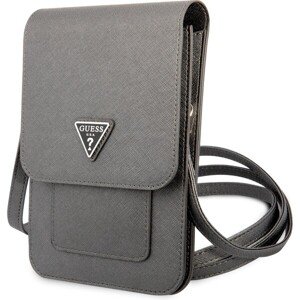 Guess PU Saffiano Triangle Logo Phone Bag Grey