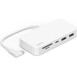 Belkin Connect USB-C 6v1 Multiport Hub s držiakom biely