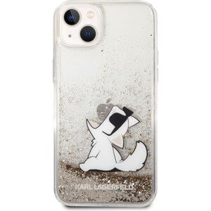 Karl Lagerfeld Liquid Glitter Choupette Eat Zadný Kryt pre iPhone 14 Max Gold