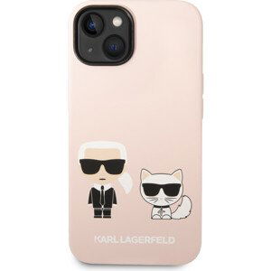 Karl Lagerfeld and Choupette Liquid Silicone Zadný Kryt pre iPhone 14 Pink