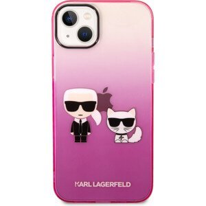 Karl Lagerfeld Gradient Karl and Choupette Zadný Kryt pre iPhone 14 Max Pink