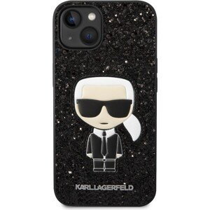 Karl Lagerfeld Glitter Flakes Ikonik Zadný Kryt pre iPhone 14 Max Black