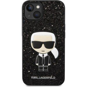 Karl Lagerfeld Glitter Flakes Ikonik Zadný Kryt pre iPhone 14 Max Black