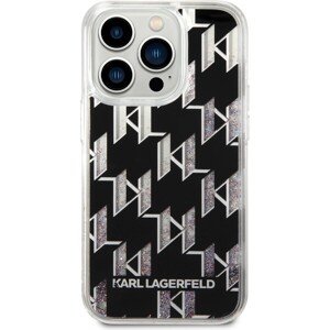 Karl Lagerfeld Monogram Liquid Glitter kryt iPhone 14 Pro čierny