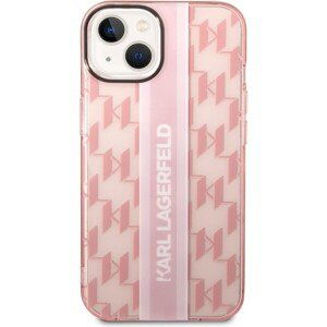 Karl Lagerfeld Monogram Vertical Stripe Zadný Kryt pre iPhone 14 Max Pink