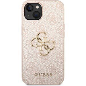 Guess PU 4G Metal Logo Zadný Kryt pre iPhone 14 Pink