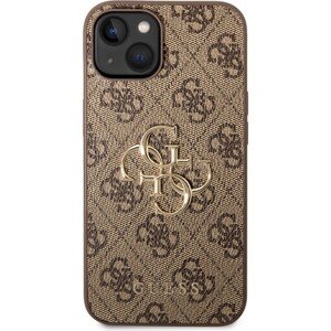 Guess PU 4G Metal Logo Zadný Kryt pre iPhone 14 Max Brown