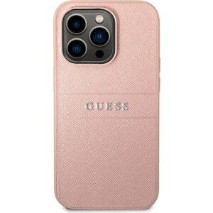 Guess PU Leather Saffiano kryt iPhone 14 Pro ružový