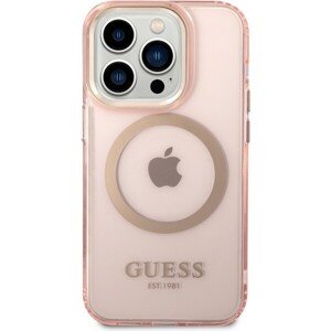 Guess Translucent MagSafe kryt iPhone 14 Pro ružový