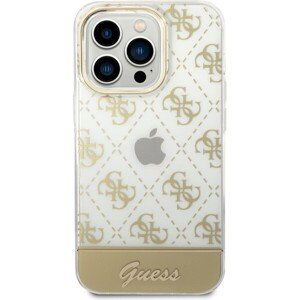 Guess PC/TPU Peony Glitter Script Logo Zadný kryt pre iPhone 14 Pro Max Gold