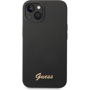 Guess Liquid Silicone Metal Logo Zadný Kryt pre iPhone 14 Max Black