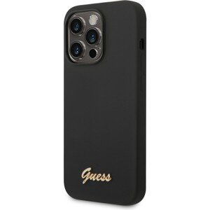 Guess Liquid Silicone Metal Logo Zadný Kryt pre iPhone 14 Pro Black