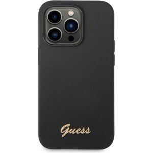 Guess Liquid Silicone Metal Logo Zadný Kryt pre iPhone 14 Pro Max Black