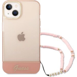 Guess PC/TPU Camera Outline Translucent Zadný Kryt s Pútkom pre iPhone 14 Max Pink