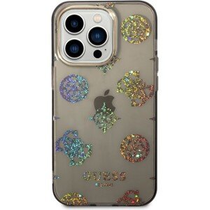 Guess PC/TPU Peony Glitter Zadný kryt pre iPhone 14 Pro Black