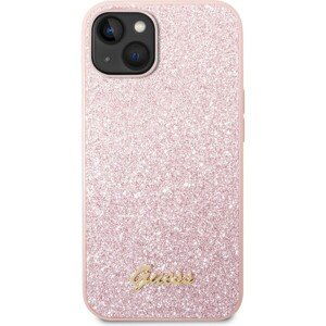 Guess PC/TPU Glitter Flakes Metal Logo Zadný Kryt pre iPhone 14 Max Pink