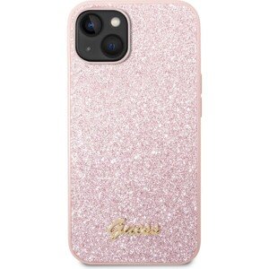 Guess PC/TPU Glitter Flakes Metal Logo Zadný Kryt pre iPhone 14 Pink