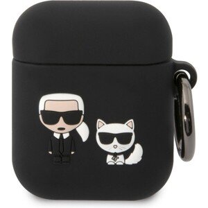 Karl Lagerfeld and Choupette Silikónové Puzdro pre Airpods 1/2 Black